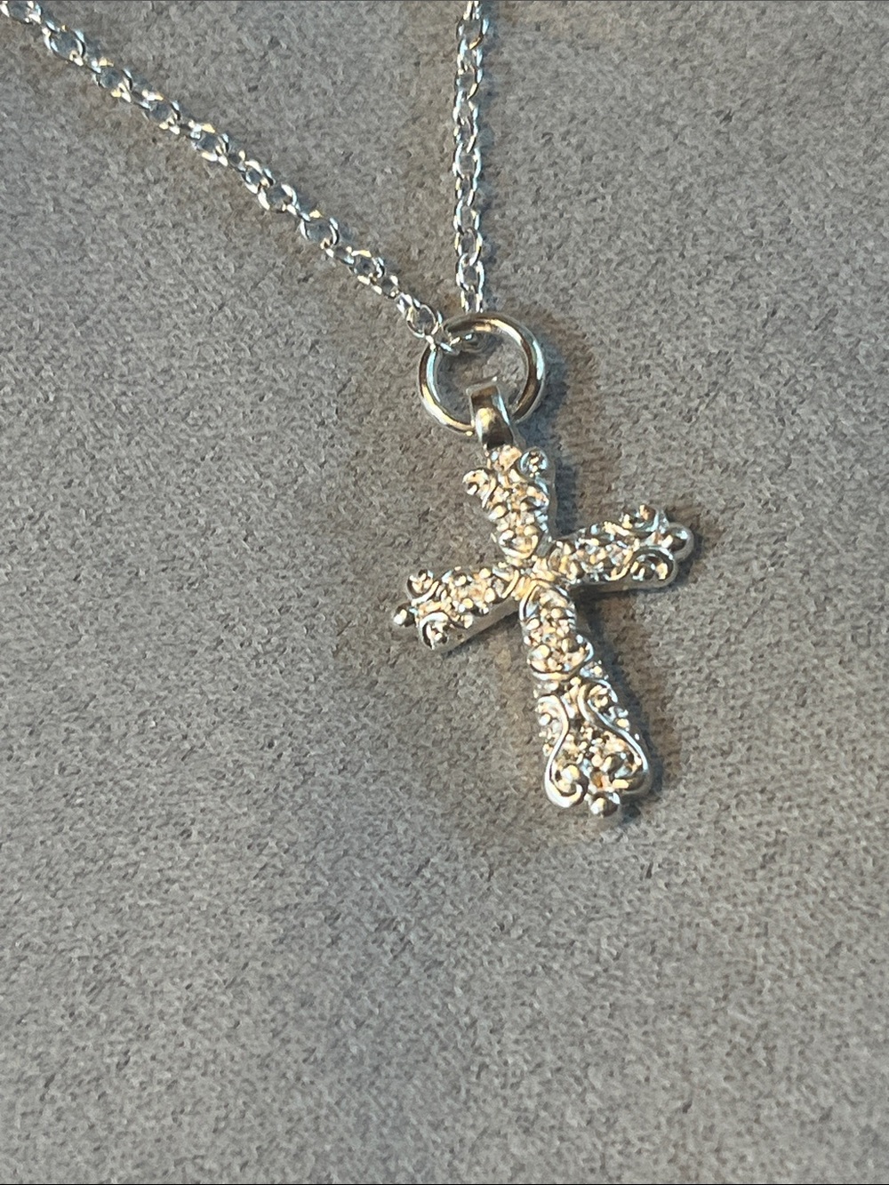 Silver Ornate Cross Pendant Necklace